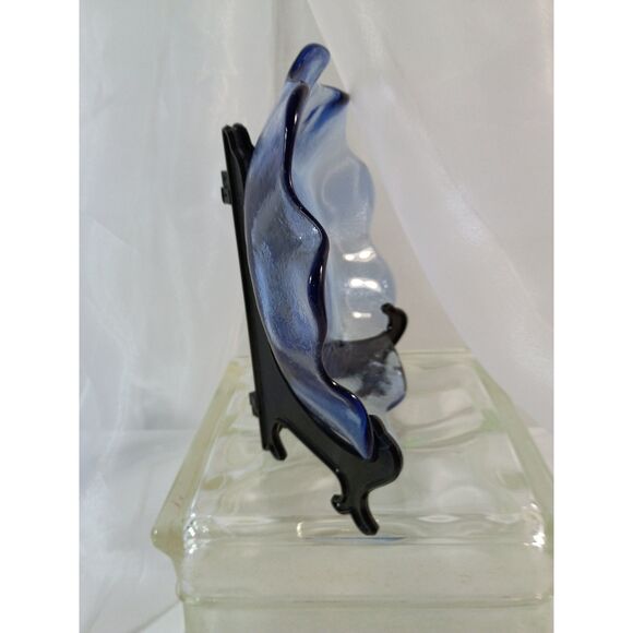 Antique blue ombre to clear glass ruffled bowl Steuben Glass Art~Antique~ - Picture 3 of 9